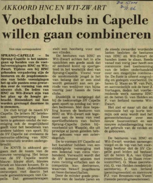 Krantenartikel over de fusie, De Stem, 30 januari 1986