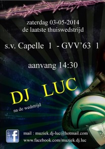 zaterdag 3 mei DJ Luc